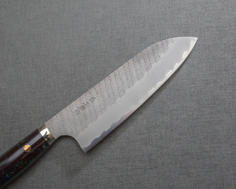 Nigara R2/SG2 Matt Migaki Tsuchime 165mm Santoku with Polished Underwater Acrylic Handle