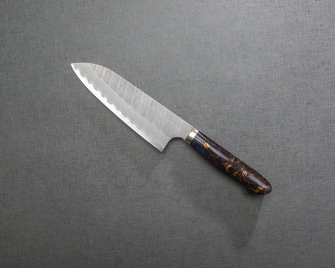 Nigara R2/SG2 Matt Migaki Tsuchime 165mm Santoku with Polished Underwater Acrylic Handle