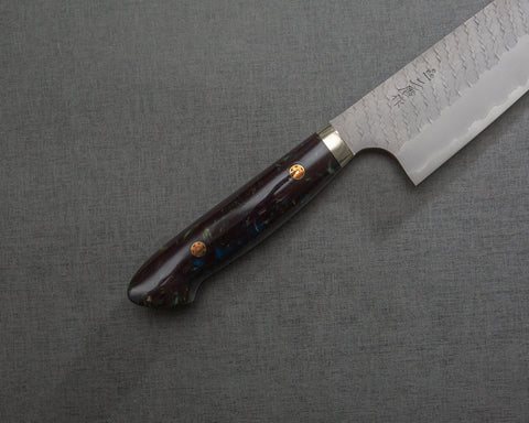 Nigara R2/SG2 Matt Migaki Tsuchime 165mm Santoku with Polished Underwater Acrylic Handle