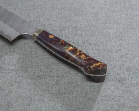 Nigara R2/SG2 Matt Migaki Tsuchime 165mm Santoku with Polished Underwater Acrylic Handle