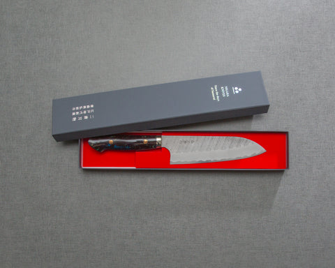 Nigara R2/SG2 Matt Migaki Tsuchime 165mm Santoku with Polished Underwater Acrylic Handle