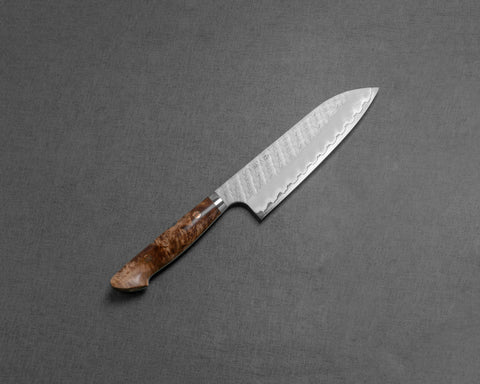 Nigara R2/SG2 Matt Migaki Tsuchime 165mm Santoku with Maplewood Handle