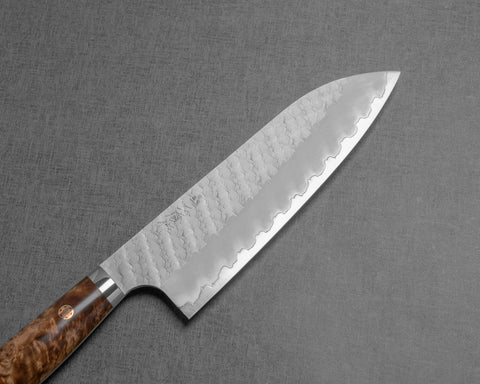 Nigara R2/SG2 Matt Migaki Tsuchime 165mm Santoku with Maplewood Handle