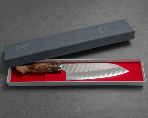 Nigara R2/SG2 Matt Migaki Tsuchime 165mm Santoku with Maplewood Handle
