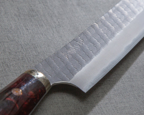 Nigara R2/SG2 Tsuchime Kurouchi 270mm Sakimaru Sujihiki with Polished Tigereye Acrylic Handle