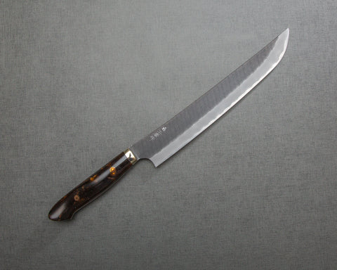 Nigara R2/SG2 Tsuchime Kurouchi 270mm Sakimaru Sujihiki with Polished Bronzite Acrylic Handle
