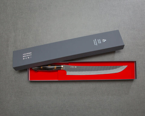 Nigara R2/SG2 Tsuchime Kurouchi 270mm Sakimaru Sujihiki with Polished Bronzite Acrylic Handle
