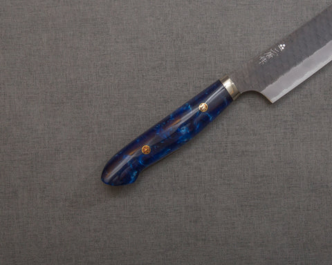 Nigara R2/SG2 Tsuchime Kurouchi 270mm Sakimaru Sujihiki with Polished Ocean Blue Acrylic Handle
