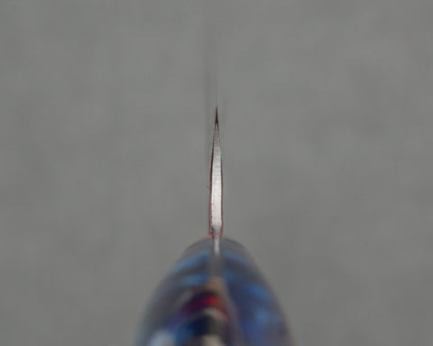 Nigara R2/SG2 Tsuchime Kurouchi 300mm Sakimaru Sujihiki with Polished Ocean Blue Acrylic Handle