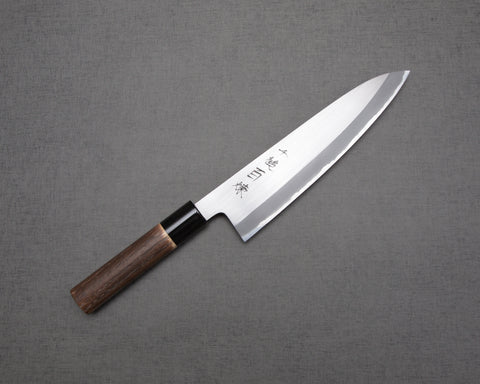 Mutsumi Hinoura Aogami #2 "Sentsuchi Hyakuren" 210mm Gyuto with Charred Chestnut Handle