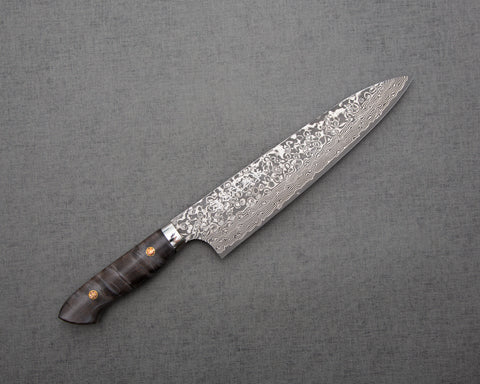 Yoshimi Kato R2/SG2 Black Damascus Gyuto with Birch Wood Handle