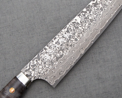 Yoshimi Kato R2/SG2 Black Damascus Gyuto with Birch Wood Handle