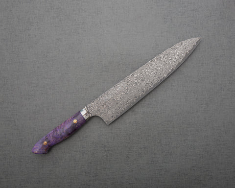 Yoshimi Kato R2/SG2 Black Damascus Gyuto with Birch Wood Handle