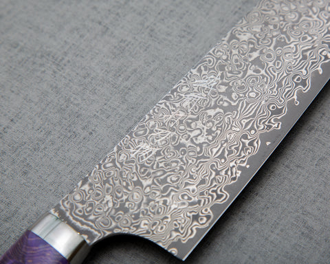 Yoshimi Kato R2/SG2 Black Damascus Gyuto with Birch Wood Handle