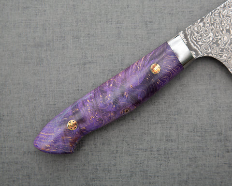 Yoshimi Kato R2/SG2 Black Damascus Gyuto with Birch Wood Handle