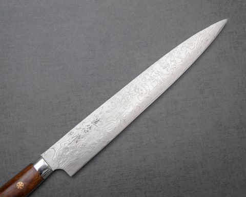 Takeshi Saji R2/SG2 Diamond Damascus 240mm Sujihiki with Ironwood Handle