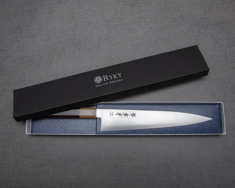 "Burrfection Knife" Sakai Takayuki by Ryky AUS8 240mm Gyuto with Buffalo Horn Handle