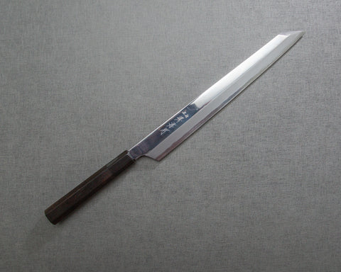 Itsuo Doi / Sakai Takayuki "Hienn" Aogami #2 Mirror-Finish 300mm Kiritsuke Yanagiba with Ebony Handle and Kuroishime Saya