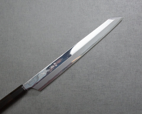 Itsuo Doi / Sakai Takayuki "Hienn" Aogami #2 Mirror-Finish 300mm Kiritsuke Yanagiba with Ebony Handle and Kuroishime Saya