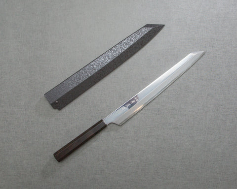 Itsuo Doi / Sakai Takayuki "Hienn" Aogami #2 Mirror-Finish 300mm Kiritsuke Yanagiba with Ebony Handle and Kuroishime Saya
