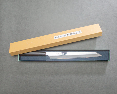 Itsuo Doi / Sakai Takayuki "Hienn" Aogami #2 Mirror-Finish 300mm Kiritsuke Yanagiba with Ebony Handle and Kuroishime Saya