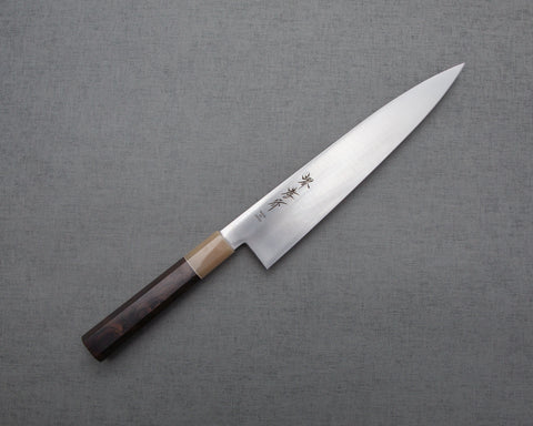 "Burrfection Knife" Sakai Takayuki by Ryky Blue #2 240mm Gyuto with Premium Ebony White Buffalo Horn Handle