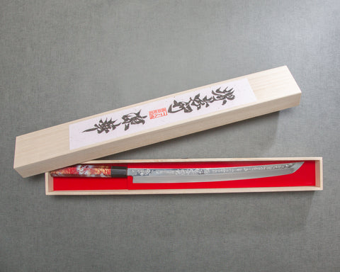 Sakai Takayuki "Rinka" Ginsan(Silver #3) Mirror Sakura and Waka Engraved 390mm Sakimaru Takohiki