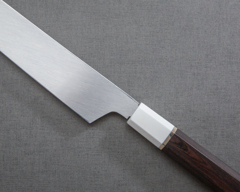 Sakai Takayuki "Sinuchi Hienn" Mizu-Honyaki Shirogami #2 Mirror-Finish 300mm Kiritsuke Yanagiba with Ebony Handle and Shiroishime Saya