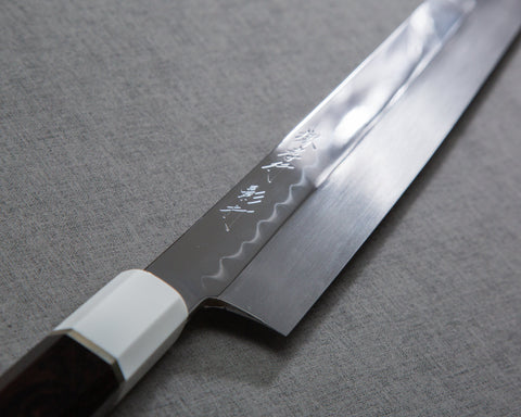 Sakai Takayuki "Kageuchi Genbu" Mizu-Honyaki Shirogami #2 Mirror-Finish 300mm Sakimaru Takohiki with Shiroishime Saya
