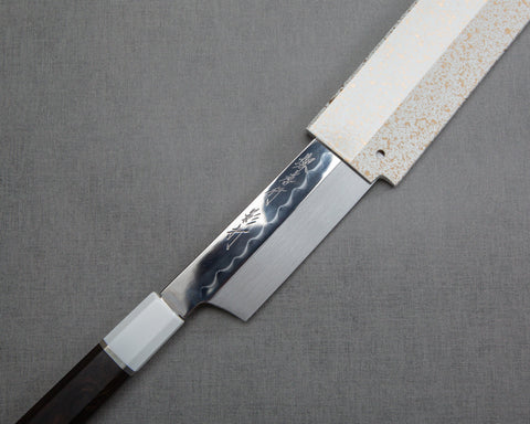 Sakai Takayuki "Kageuchi Genbu" Mizu-Honyaki Shirogami #2 Mirror-Finish 300mm Sakimaru Takohiki with Shiroishime Saya