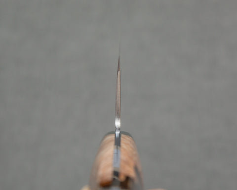 Kenji Togashi Shirogami #2 Mizu-Honyaki Mirror Ripple 210mm Gyuto with Stabilized Wood / Polished Tigereye Acrylic Handle
