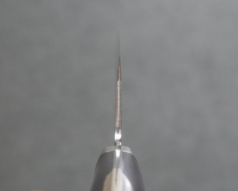 Kenji Togashi Shirogami#2 Mizu-Honyaki Ripple 180mm Bunka with Stabilized Wood / Polished Dusk Acrylic Handle