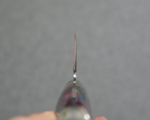 Kenji Togashi Shirogami #2 Mizu-Honyaki Ripple 240mm Kiritsuke Gyuto with Polished Mixed Marble Acrylic Handle