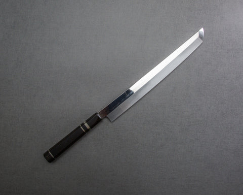 Sakai Takayuki / Kenji Togashi Made Shirogami #2 Mizu-Honyaki Ripple Mirror 300mm Sakimaru Takohiki with Premium Triple-Ginmaki Handle