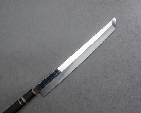 Sakai Takayuki / Kenji Togashi Made Shirogami #2 Mizu-Honyaki Ripple Mirror 300mm Sakimaru Takohiki with Premium Triple-Ginmaki Handle