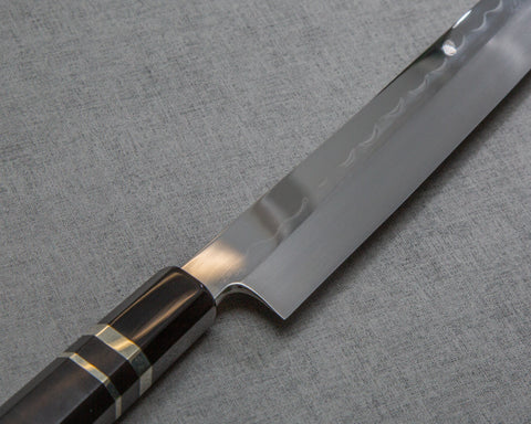 Sakai Takayuki / Kenji Togashi Made Shirogami #2 Mizu-Honyaki Ripple Mirror 300mm Sakimaru Takohiki with Premium Triple-Ginmaki Handle