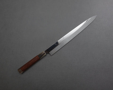 Sakai Takayuki / Kenji Togashi Shirogami #2 Mizu Honyaki Mt. Fuji with Full Moon Mirror 300mm Yanagiba with Premium Double Buffalo Horn Snakewood Handle