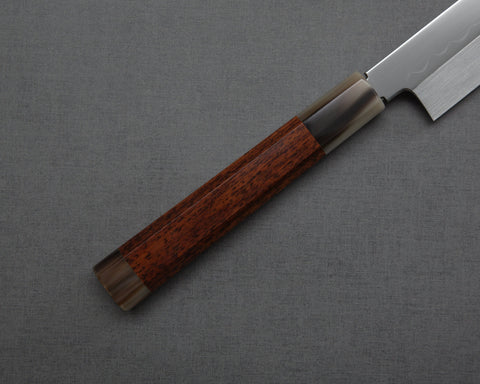 Sakai Takayuki / Kenji Togashi Shirogami #2 Mizu Honyaki Mt. Fuji with Full Moon Mirror 300mm Yanagiba with Premium Double Buffalo Horn Snakewood Handle
