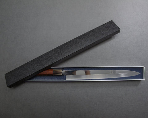 Sakai Takayuki / Kenji Togashi Shirogami #2 Mizu Honyaki Mt. Fuji with Full Moon Mirror 300mm Yanagiba with Premium Double Buffalo Horn Snakewood Handle