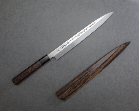 Sakai Takayuki "Sho-Ryu" VG10 Honyaki 270mm Yanagiba with Wenge Buffalo Horn Handle and Saya