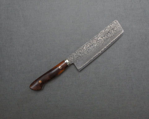 Shigeki Tanaka R2/SG2 Kurosome Damascus 170mm Nakiri with Ironwood Handle