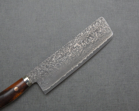 Shigeki Tanaka R2/SG2 Kurosome Damascus 170mm Nakiri with Ironwood Handle