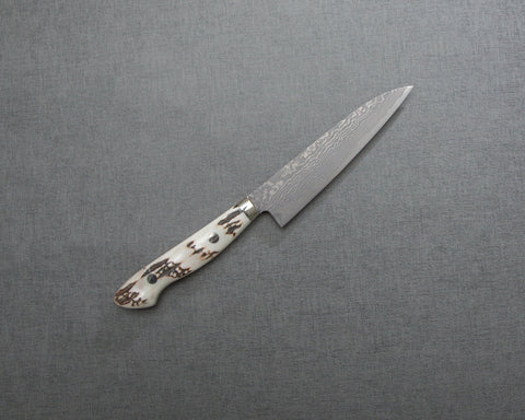 Shigeki Tanaka R2/SG2 Kurosome Damascus 135mm Petty with White Antler Handle