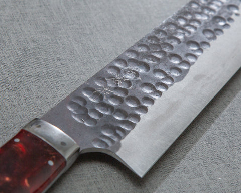 Takeshi Saji Aogami Super Kurouchi Tsuchime 240mm Gyuto with Polished Tigereye Acrylic Handle