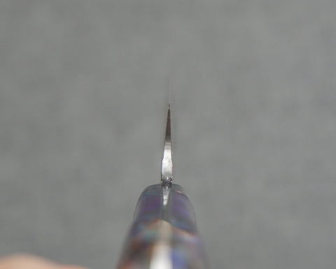 Takeshi Saji Aogami Super Kurouchi Tsuchime 240mm Sujihiki with Polished Fluorite Acrylic Handle