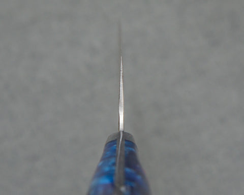 Takeshi Saji R2/SG2 Black Damascus 240mm Kiritsuke Gyuto with Polished Ocean Blue Acrylic Handle