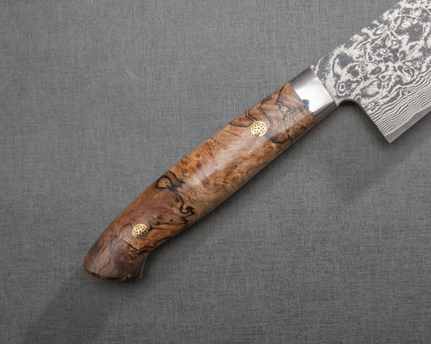Takeshi Saji R2/SG2 Black Damascus 240mm Kiritsuke Gyuto with Stabilized Wood Handle