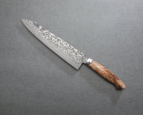 Takeshi Saji R2/SG2 Black Damascus 240mm Kiritsuke Gyuto with Stabilized Wood Handle