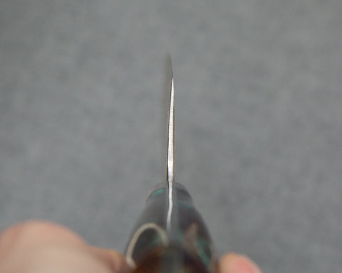 Takeshi Saji R2/SG2 Black Damascus 240mm Kiritsuke Gyuto with Polished Azurite Malachite Acrylic Handle