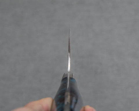 Takeshi Saji R2/SG2 Black Damascus 240mm Kiritsuke Gyuto with Polished Flowing Azure Acrylic Handle